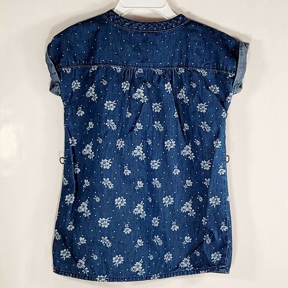 Toddler Dress 3T OshKosh B'gosh Chambray Blue Denim Western Floral Polka Dots - Picture 3 of 5
